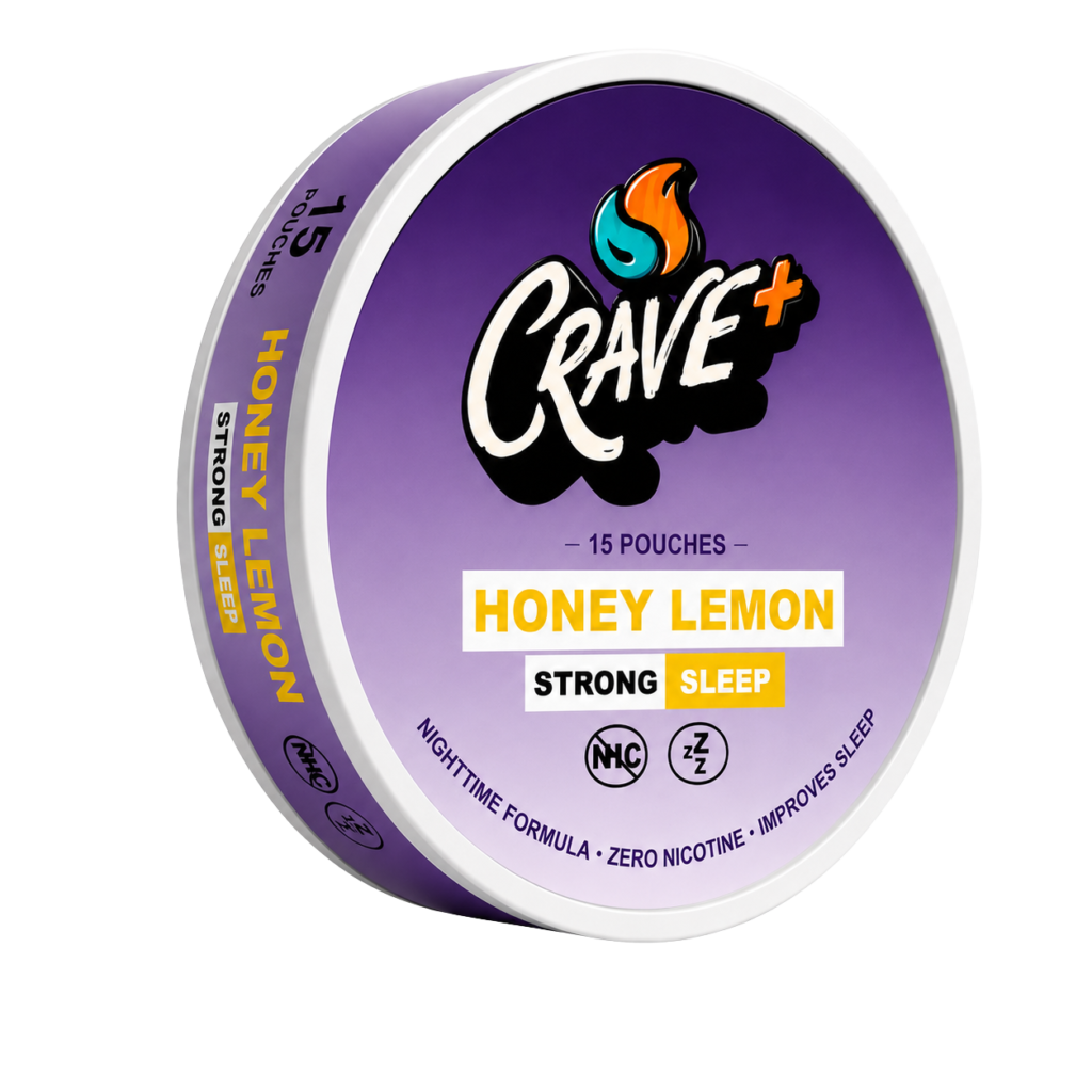 Crave Sleep Pouch in Honey Lemon flavor - tin of 15 zero nicotine nighttime pouches