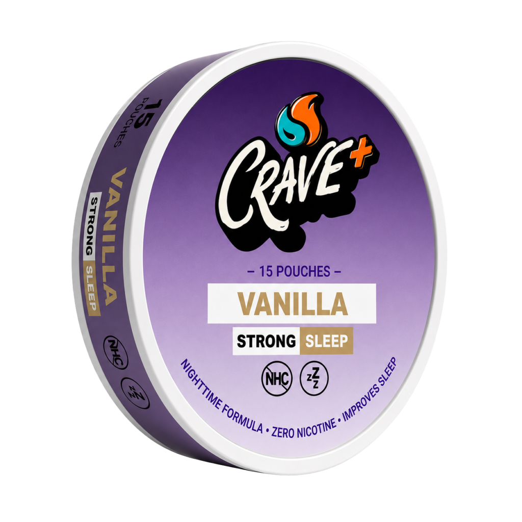 Crave Sleep Pouch in Vanilla flavor - tin of 15 zero nicotine nighttime pouches