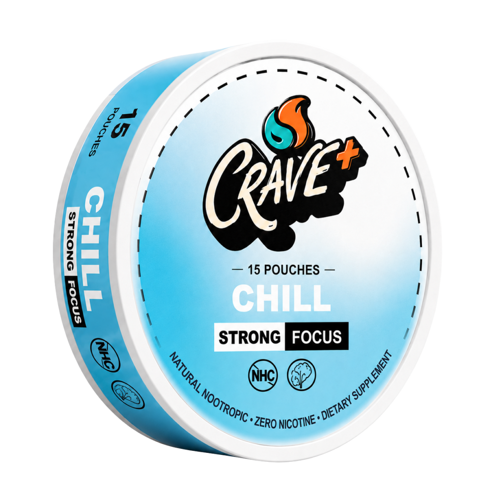 Crave Focus Pouch in Chill flavor - tin of 15 zero nicotine focus pouches