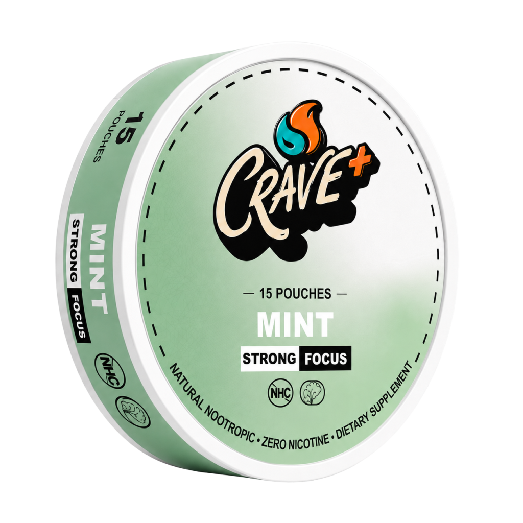 Crave Focus Pouch in Mint flavor - tin of 15 zero nicotine focus pouches