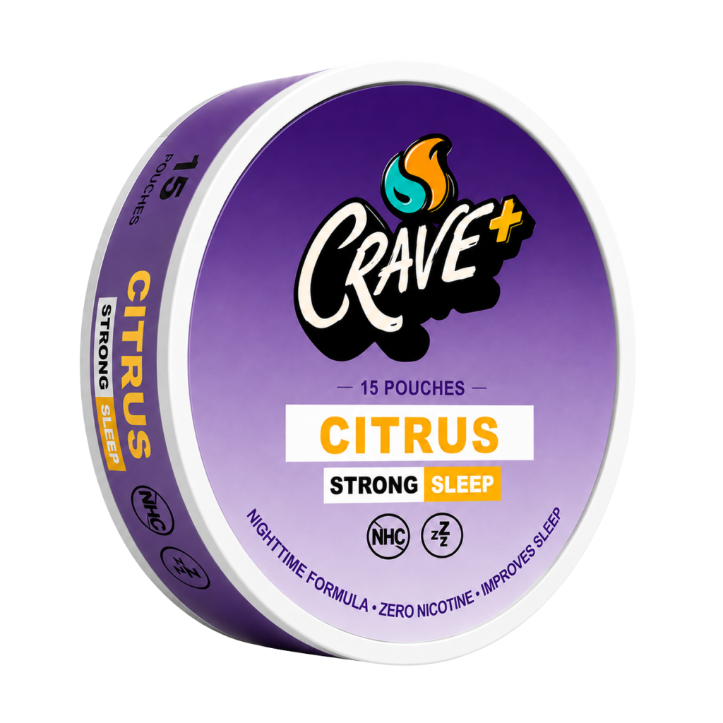 Crave Sleep Pouch in Citrus flavor - tin of 15 zero nicotine nighttime pouches